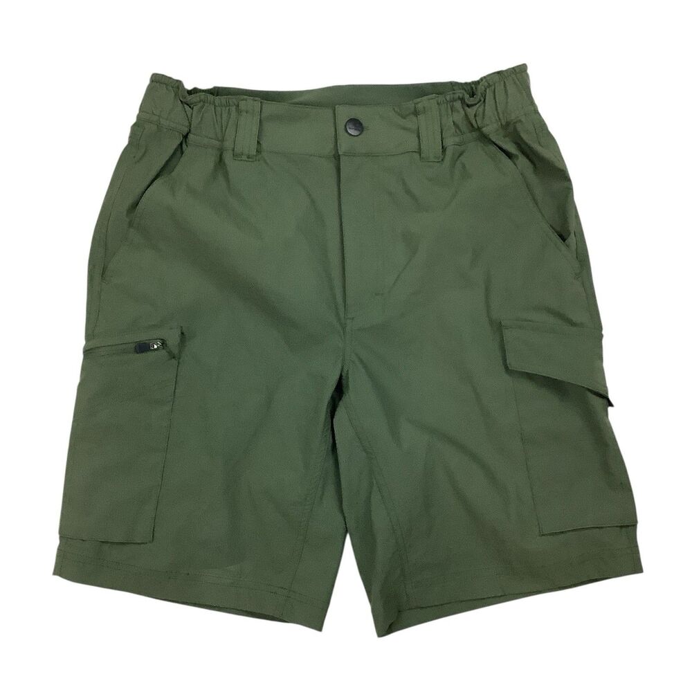 Bermuda Cargo Shorts Men 32 30x9 Green Hiking Outdoor Lightweight Nylon Trail